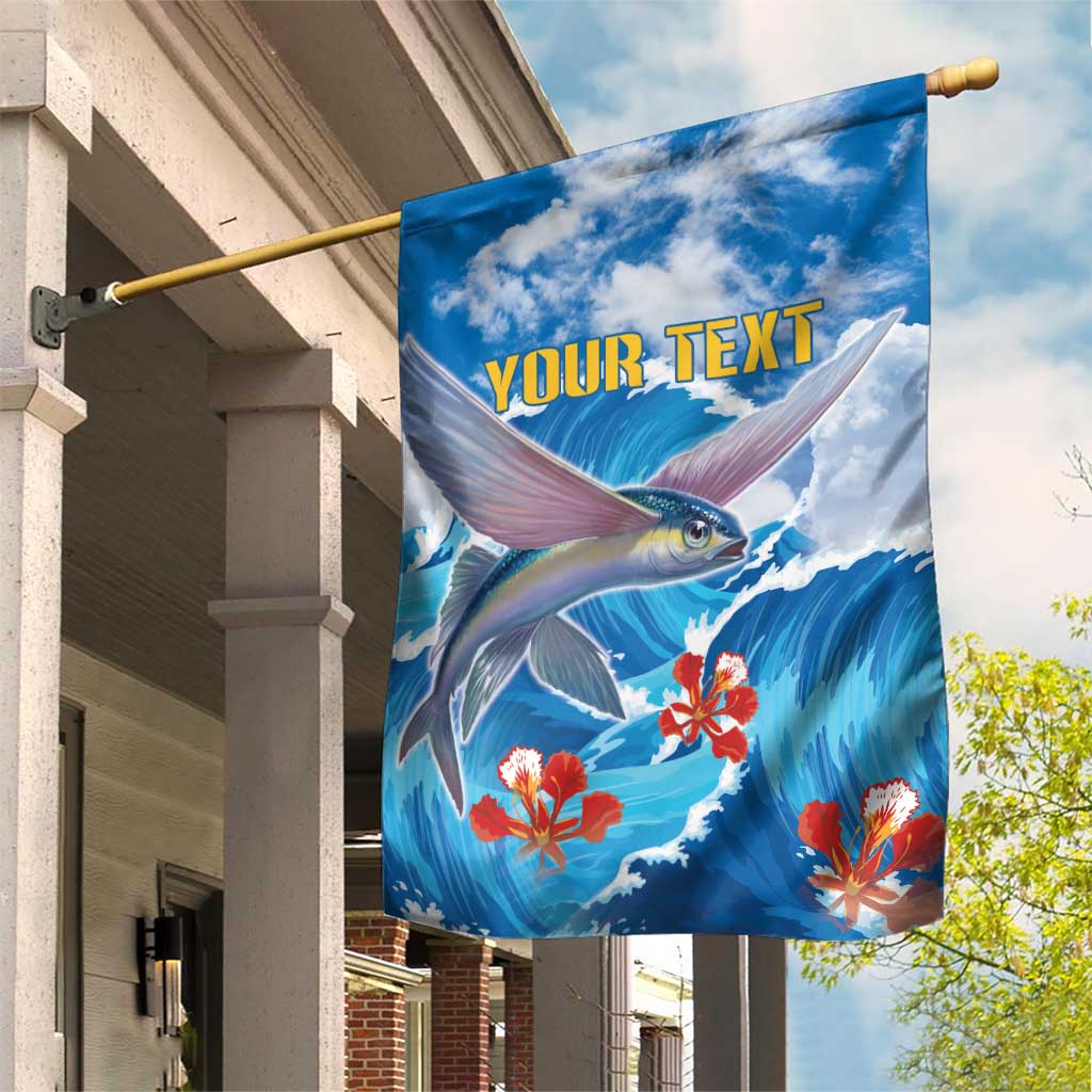 Personalized Barbados Fish Flying Garden Flag With Stormy Sea Wave - Wonder Print Shop