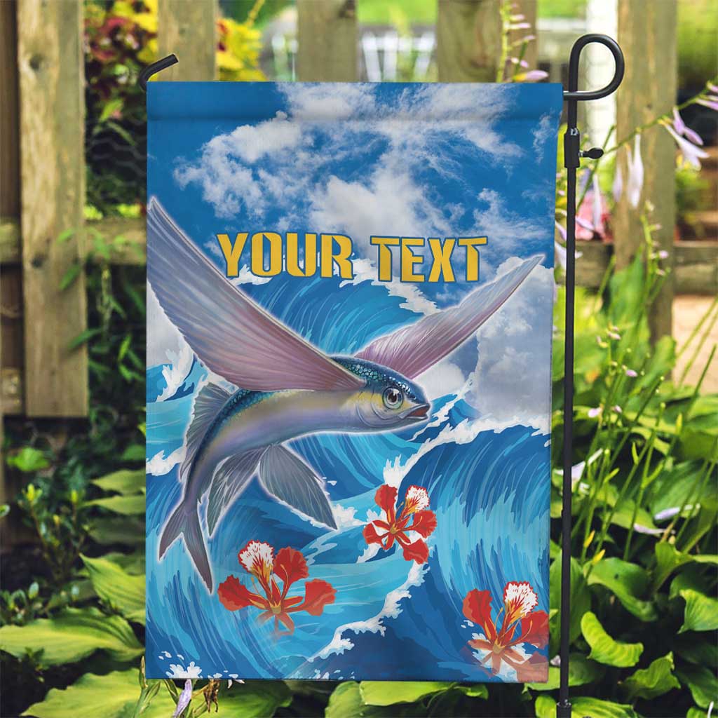 Personalized Barbados Fish Flying Garden Flag With Stormy Sea Wave - Wonder Print Shop