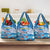 Personalized Barbados Fish Flying Grocery Bag With Stormy Sea Wave