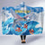 Personalized Barbados Fish Flying Hooded Blanket With Stormy Sea Wave