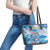 Personalized Barbados Fish Flying Leather Tote Bag With Stormy Sea Wave - Wonder Print Shop