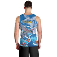 Personalized Barbados Fish Flying Men Tank Top With Stormy Sea Wave - Wonder Print Shop