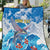 Personalized Barbados Fish Flying Quilt With Stormy Sea Wave - Wonder Print Shop
