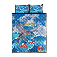 Personalized Barbados Fish Flying Quilt Bed Set With Stormy Sea Wave - Wonder Print Shop
