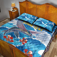 Personalized Barbados Fish Flying Quilt Bed Set With Stormy Sea Wave - Wonder Print Shop