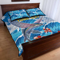 Personalized Barbados Fish Flying Quilt Bed Set With Stormy Sea Wave - Wonder Print Shop