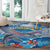 Personalized Barbados Fish Flying Round Carpet With Stormy Sea Wave
