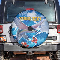 Personalized Barbados Fish Flying Spare Tire Cover With Stormy Sea Wave - Wonder Print Shop