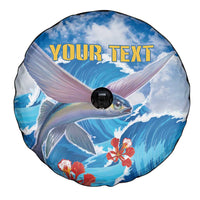 Personalized Barbados Fish Flying Spare Tire Cover With Stormy Sea Wave - Wonder Print Shop