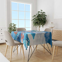 Personalized Barbados Fish Flying Tablecloth With Stormy Sea Wave - Wonder Print Shop