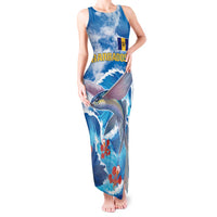 Personalized Barbados Fish Flying Tank Maxi Dress With Stormy Sea Wave - Wonder Print Shop