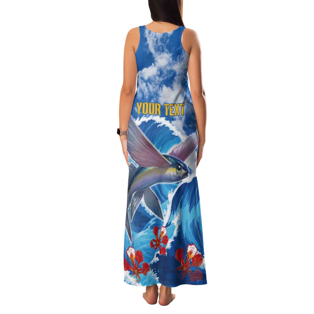 Personalized Barbados Fish Flying Tank Maxi Dress With Stormy Sea Wave - Wonder Print Shop