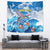 Personalized Barbados Fish Flying Tapestry With Stormy Sea Wave - Wonder Print Shop