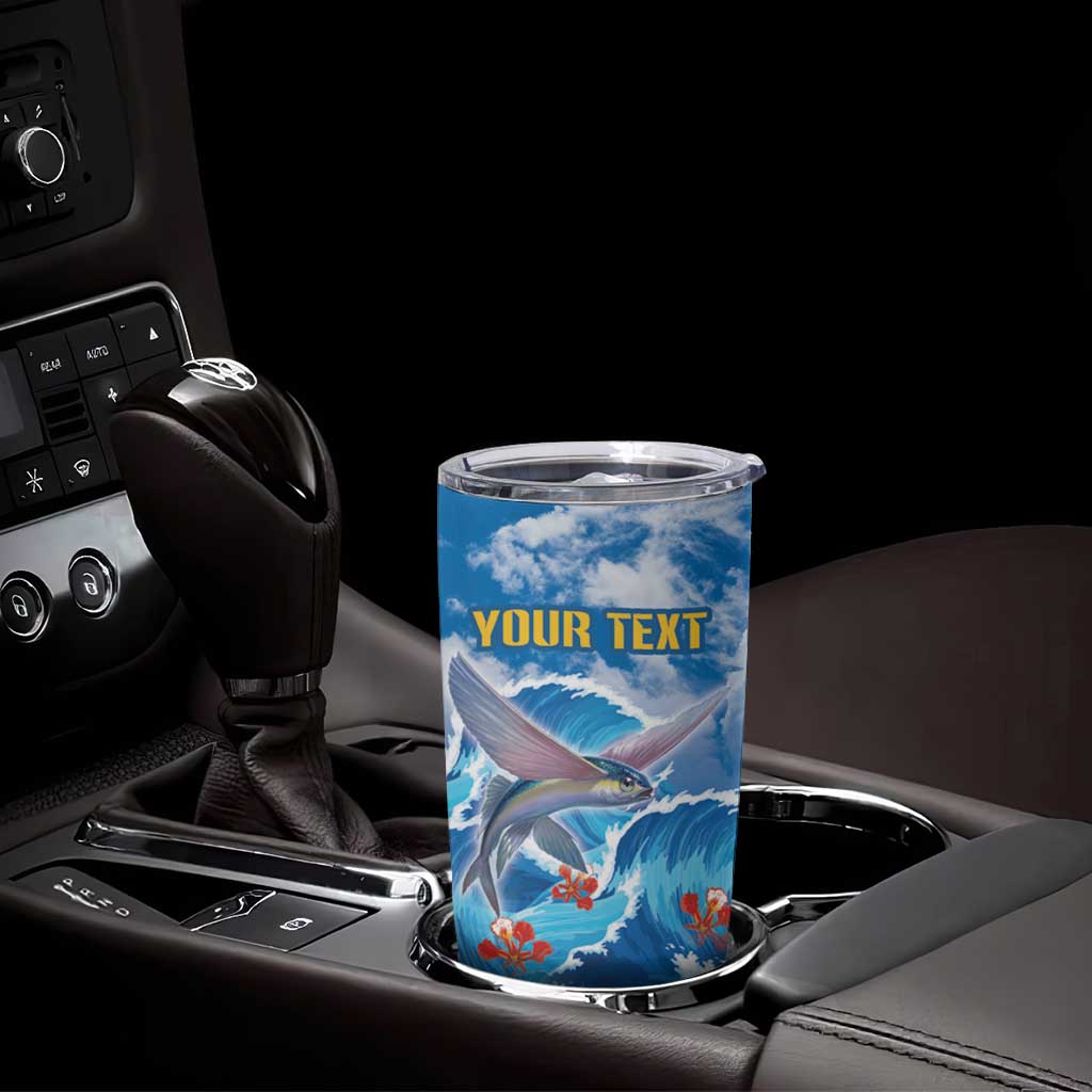 Personalized Barbados Fish Flying Tumbler Cup With Stormy Sea Wave - Wonder Print Shop