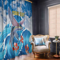 Personalized Barbados Fish Flying Window Curtain With Stormy Sea Wave - Wonder Print Shop
