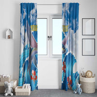 Personalized Barbados Fish Flying Window Curtain With Stormy Sea Wave - Wonder Print Shop