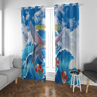 Personalized Barbados Fish Flying Window Curtain With Stormy Sea Wave - Wonder Print Shop