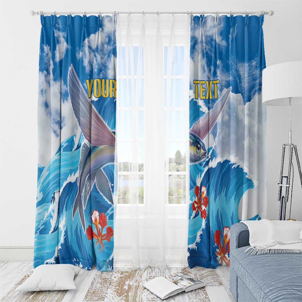 Personalized Barbados Fish Flying Window Curtain With Stormy Sea Wave - Wonder Print Shop