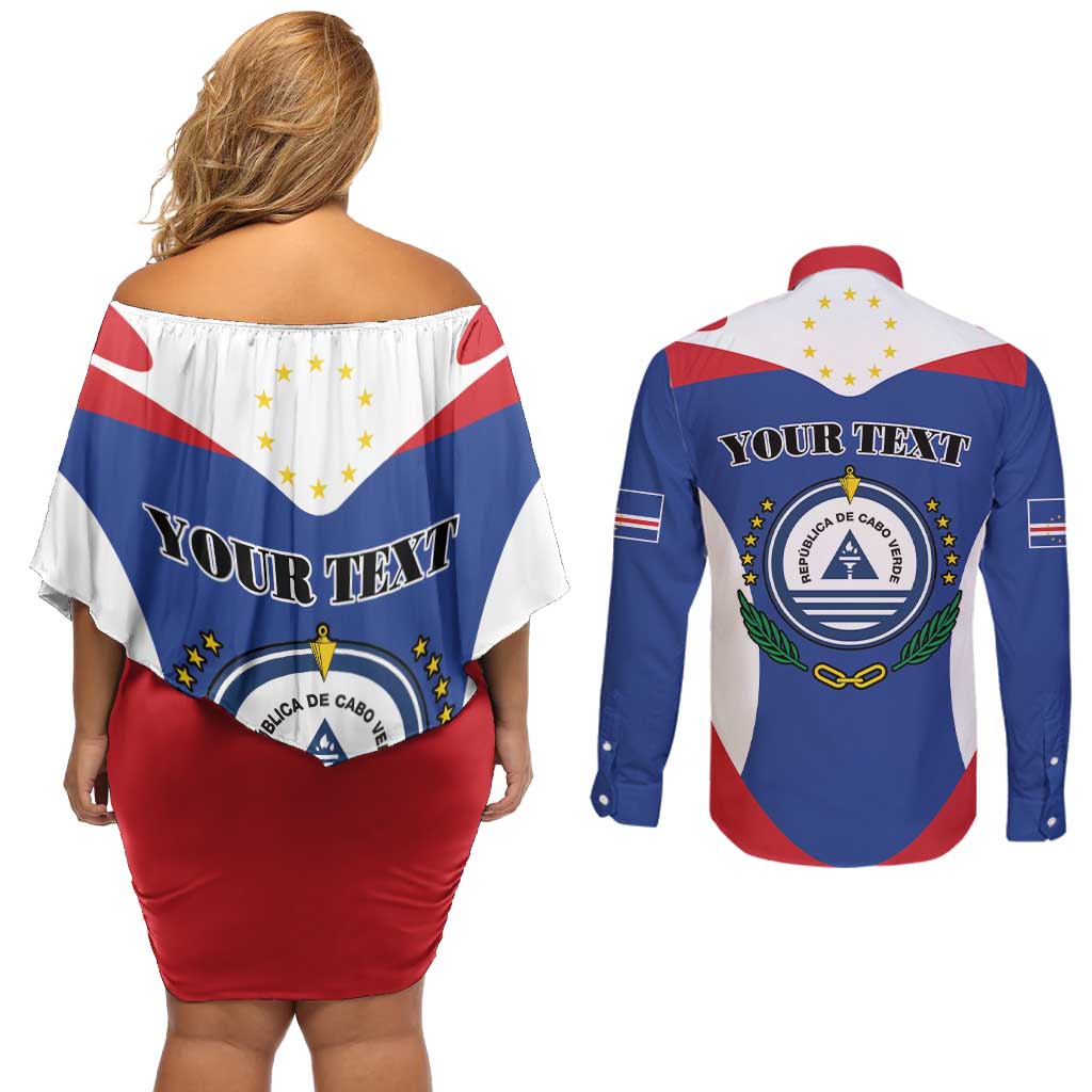 Personalized Cape Verde Coat Of Arms Couples Matching Off Shoulder Short Dress and Long Sleeve Button Shirt Sport Style - Wonder Print Shop