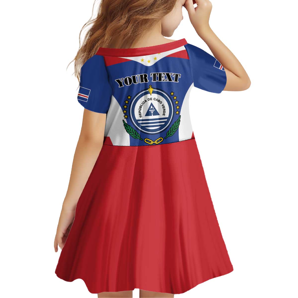 Personalized Cape Verde Coat Of Arms Kid Short Sleeve Dress Sport Style - Wonder Print Shop