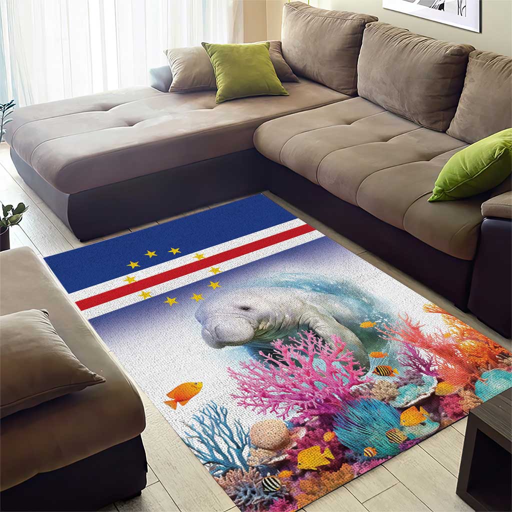 Cape Verde Manatee Area Rug Coral Reef With Flag Style - Wonder Print Shop