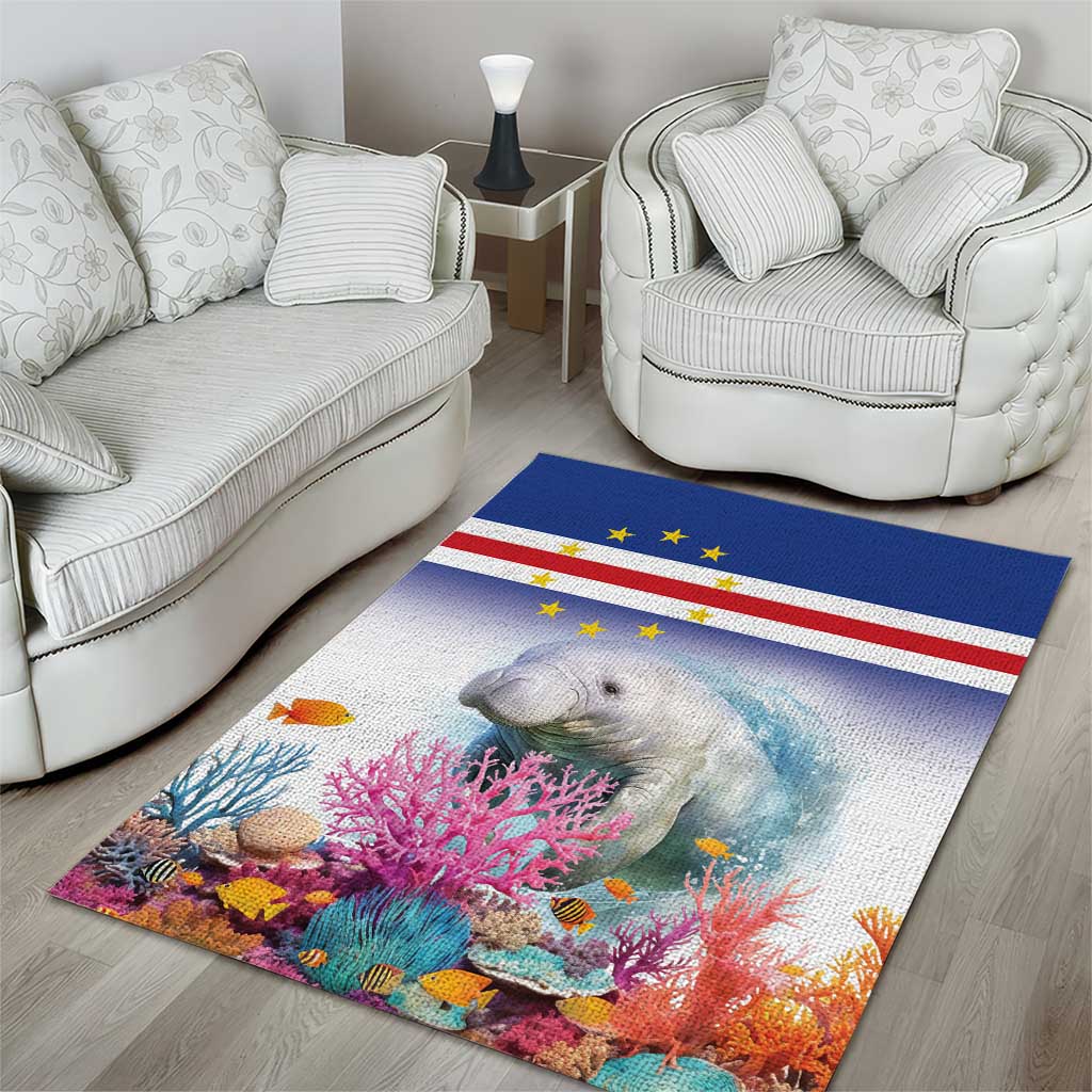 Cape Verde Manatee Area Rug Coral Reef With Flag Style - Wonder Print Shop