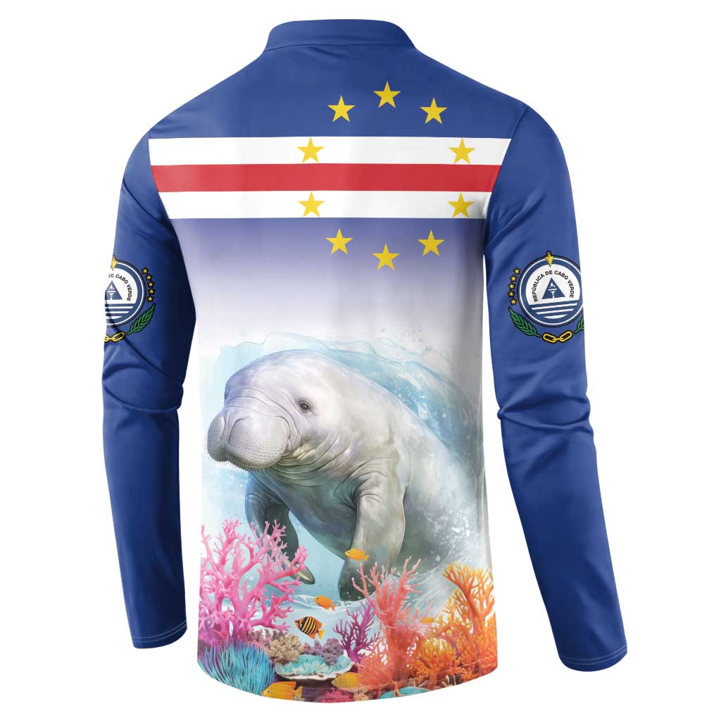 Cape Verde Manatee Button Sweatshirt Coral Reef With Flag Style - Wonder Print Shop