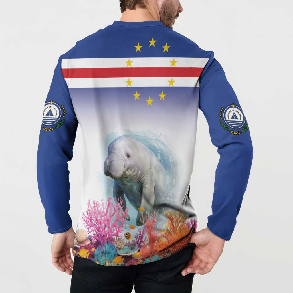 Cape Verde Manatee Button Sweatshirt Coral Reef With Flag Style - Wonder Print Shop