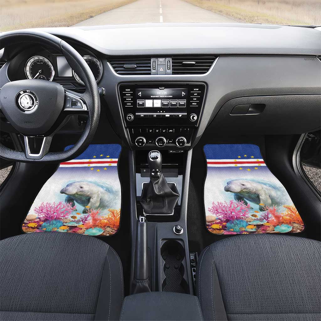 Cape Verde Manatee Car Mats Coral Reef With Flag Style - Wonder Print Shop
