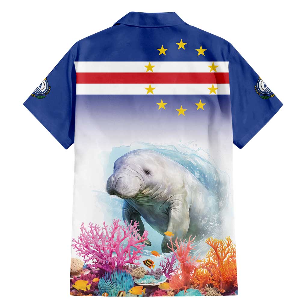 Cape Verde Manatee Family Matching Long Sleeve Bodycon Dress and Hawaiian Shirt Coral Reef With Flag Style - Wonder Print Shop