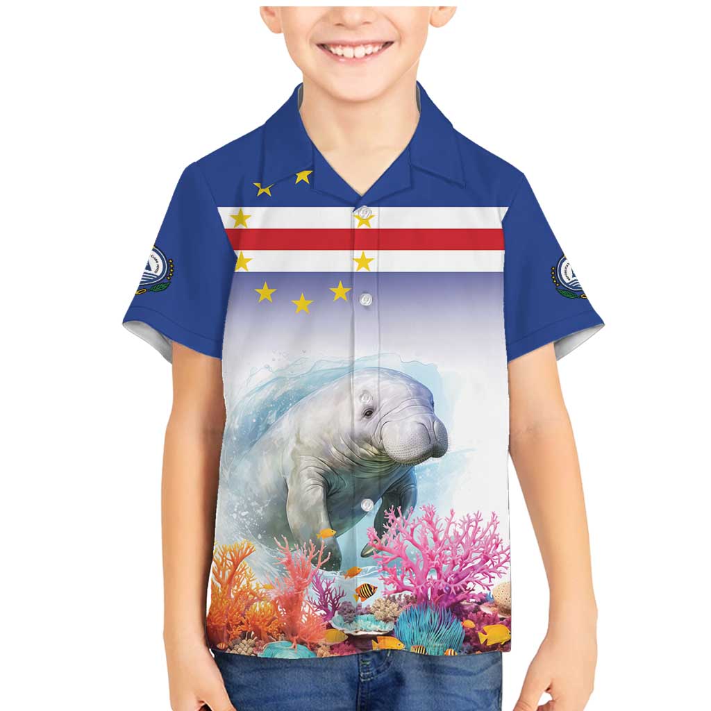 Cape Verde Manatee Family Matching Mermaid Dress and Hawaiian Shirt Coral Reef With Flag Style - Wonder Print Shop