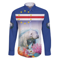 Cape Verde Manatee Family Matching Off The Shoulder Long Sleeve Dress and Hawaiian Shirt Coral Reef With Flag Style - Wonder Print Shop