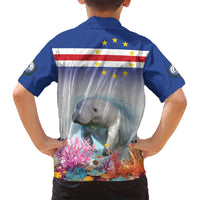 Cape Verde Manatee Family Matching Off Shoulder Maxi Dress and Hawaiian Shirt Coral Reef With Flag Style - Wonder Print Shop