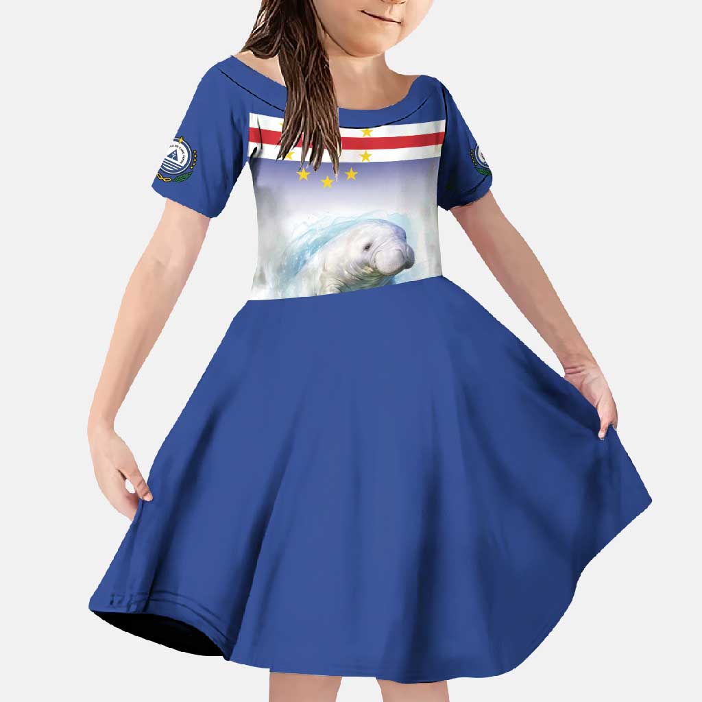 Cape Verde Manatee Family Matching Summer Maxi Dress and Hawaiian Shirt Coral Reef With Flag Style - Wonder Print Shop