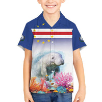 Cape Verde Manatee Family Matching Summer Maxi Dress and Hawaiian Shirt Coral Reef With Flag Style - Wonder Print Shop