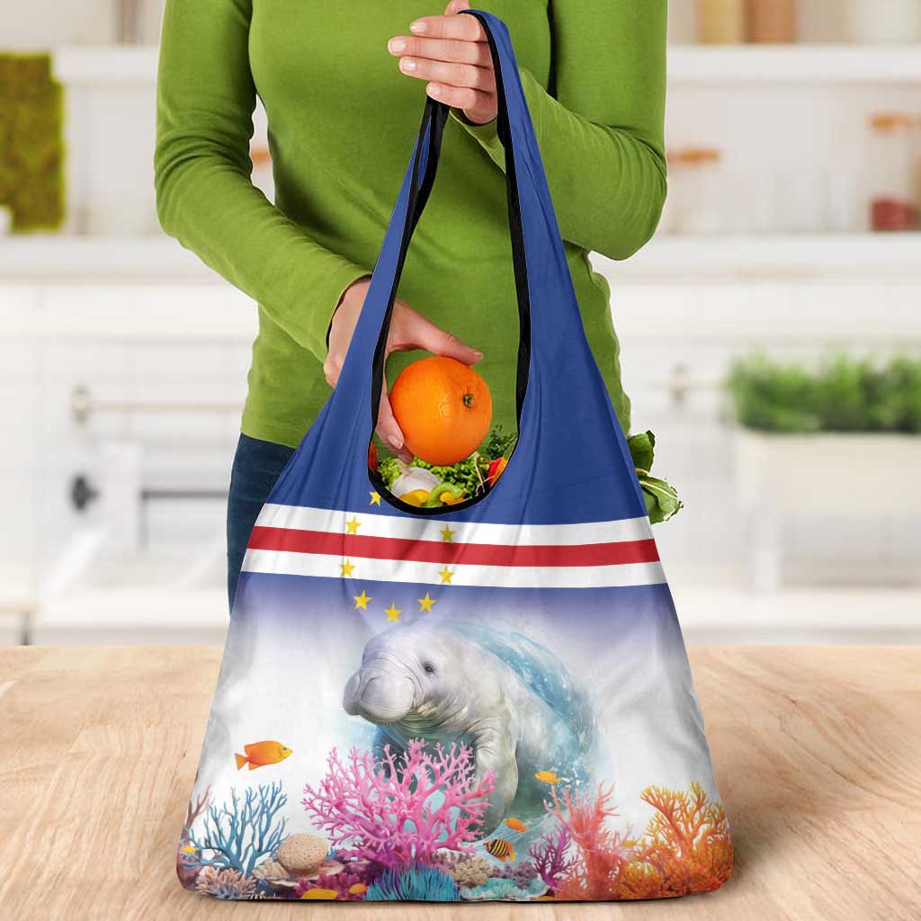 Cape Verde Manatee Grocery Bag Coral Reef With Flag Style