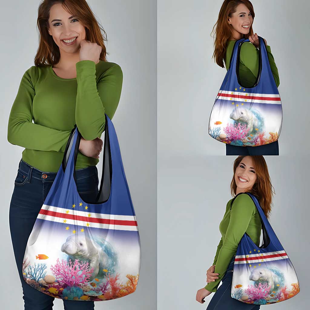 Cape Verde Manatee Grocery Bag Coral Reef With Flag Style