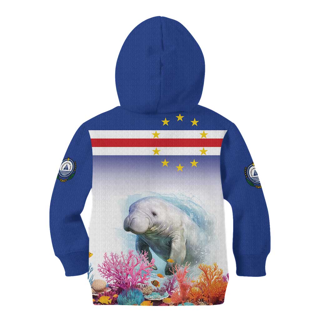 Cape Verde Manatee Kid Hoodie Coral Reef With Flag Style - Wonder Print Shop