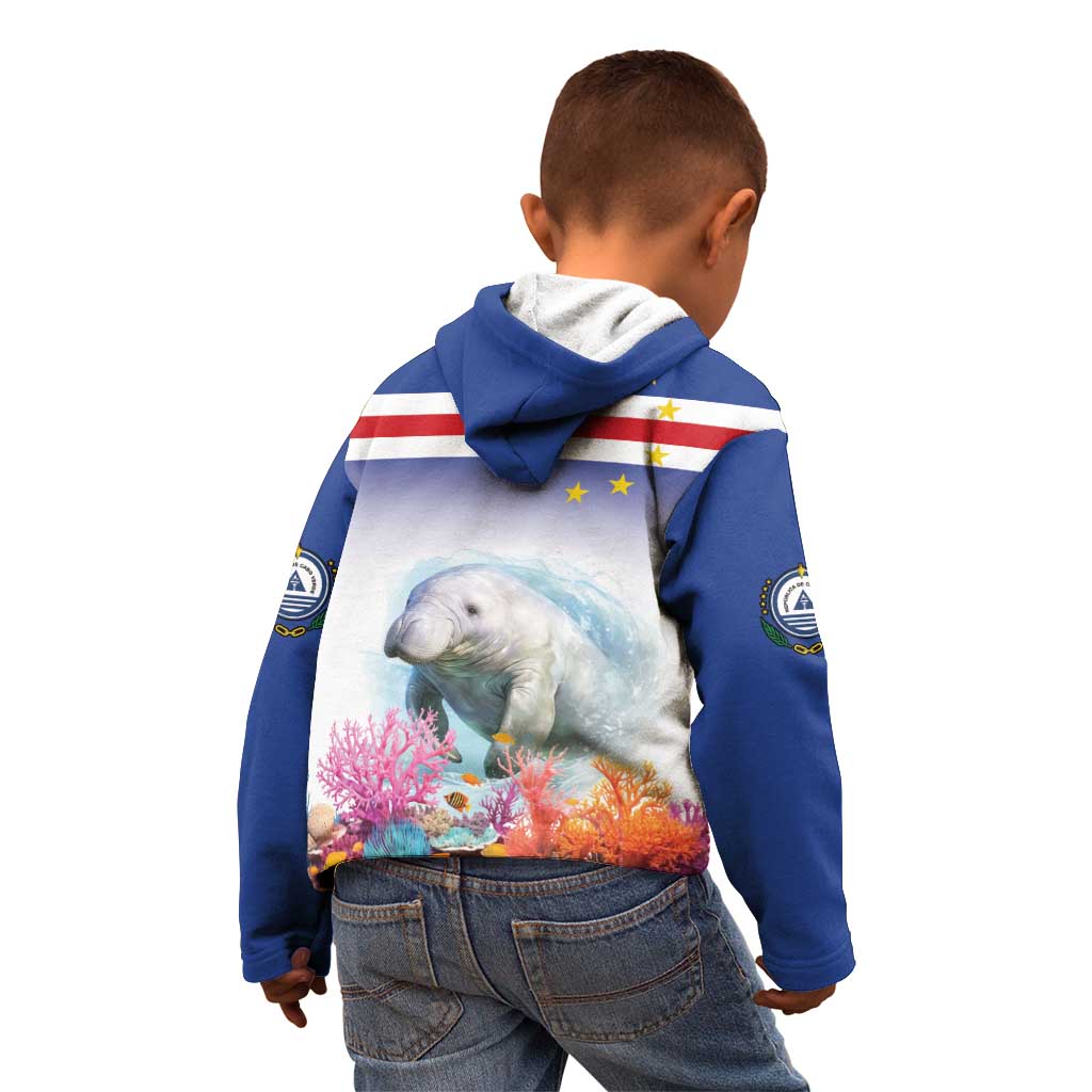 Cape Verde Manatee Kid Hoodie Coral Reef With Flag Style - Wonder Print Shop