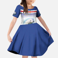 Cape Verde Manatee Kid Short Sleeve Dress Coral Reef With Flag Style - Wonder Print Shop