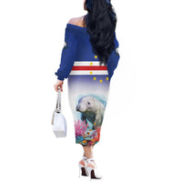 Cape Verde Manatee Off The Shoulder Long Sleeve Dress Coral Reef With Flag Style - Wonder Print Shop