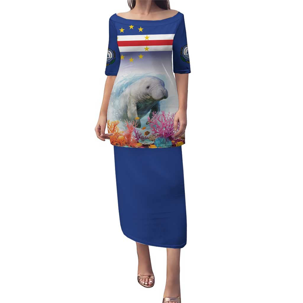 Cape Verde Manatee Puletasi Coral Reef With Flag Style - Wonder Print Shop