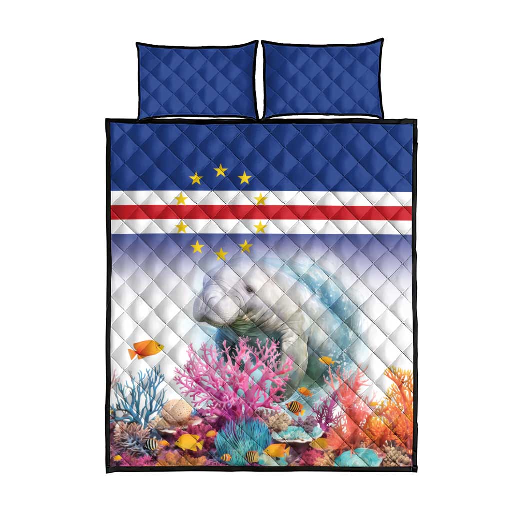 Cape Verde Manatee Quilt Bed Set Coral Reef With Flag Style - Wonder Print Shop