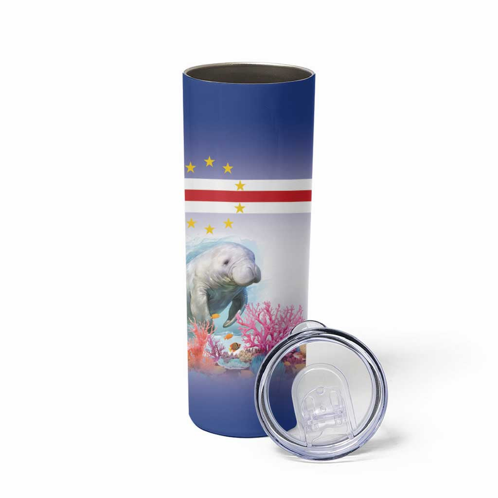 Cape Verde Manatee Skinny Tumbler Coral Reef With Flag Style - Wonder Print Shop