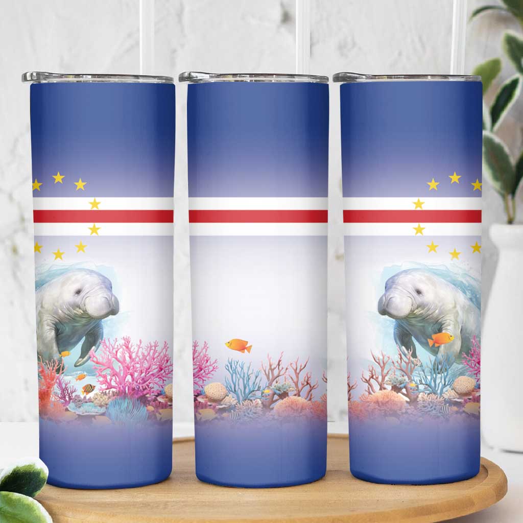 Cape Verde Manatee Skinny Tumbler Coral Reef With Flag Style - Wonder Print Shop