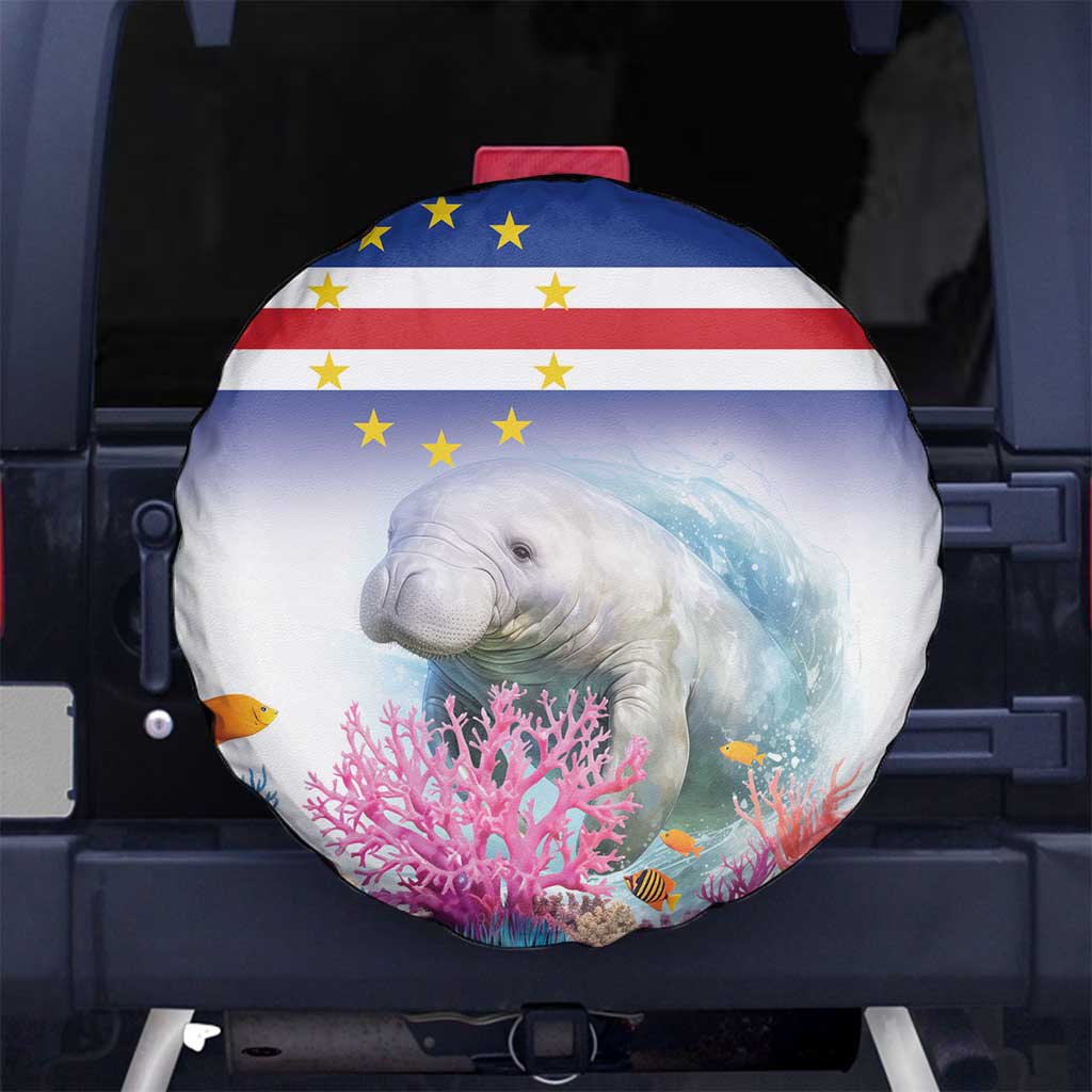 Cape Verde Manatee Spare Tire Cover Coral Reef With Flag Style - Wonder Print Shop
