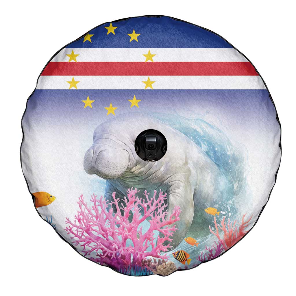 Cape Verde Manatee Spare Tire Cover Coral Reef With Flag Style - Wonder Print Shop