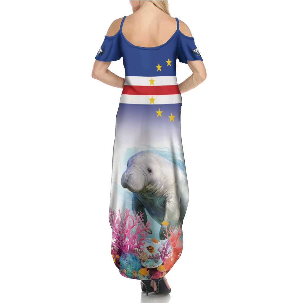 Cape Verde Manatee Summer Maxi Dress Coral Reef With Flag Style - Wonder Print Shop