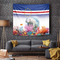 Cape Verde Manatee Tapestry Coral Reef With Flag Style - Wonder Print Shop