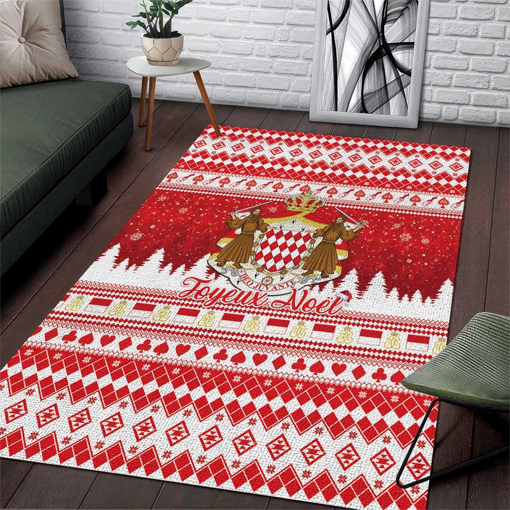 Monaco Christmas Area Rug Joyeux Noel Coat Of Arms - Wonder Print Shop